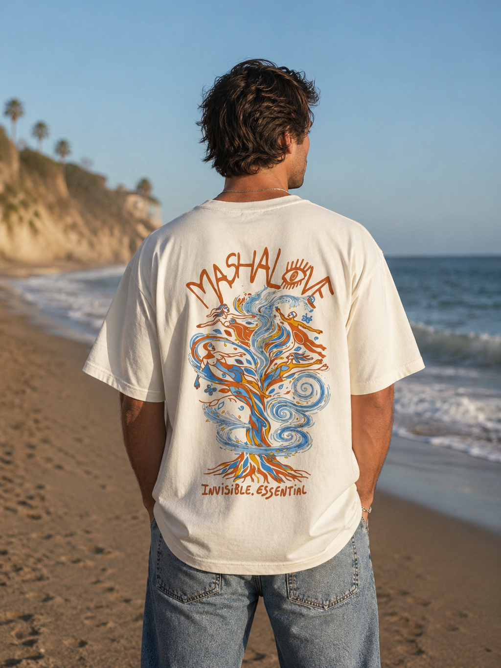 Homme portant le T-Shirt AIR Off White dos — Mashalove Spiritual Streetwear