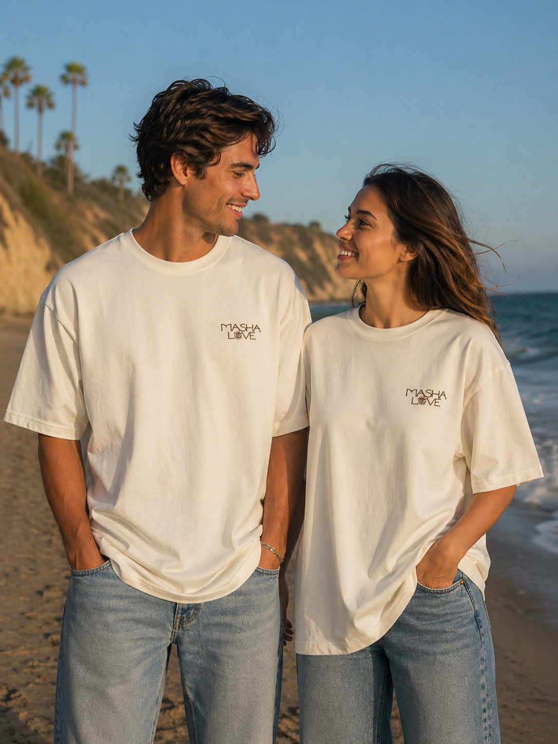 Couple portant un T-Shirt Off White — Mashalove Spiritual Streetwear