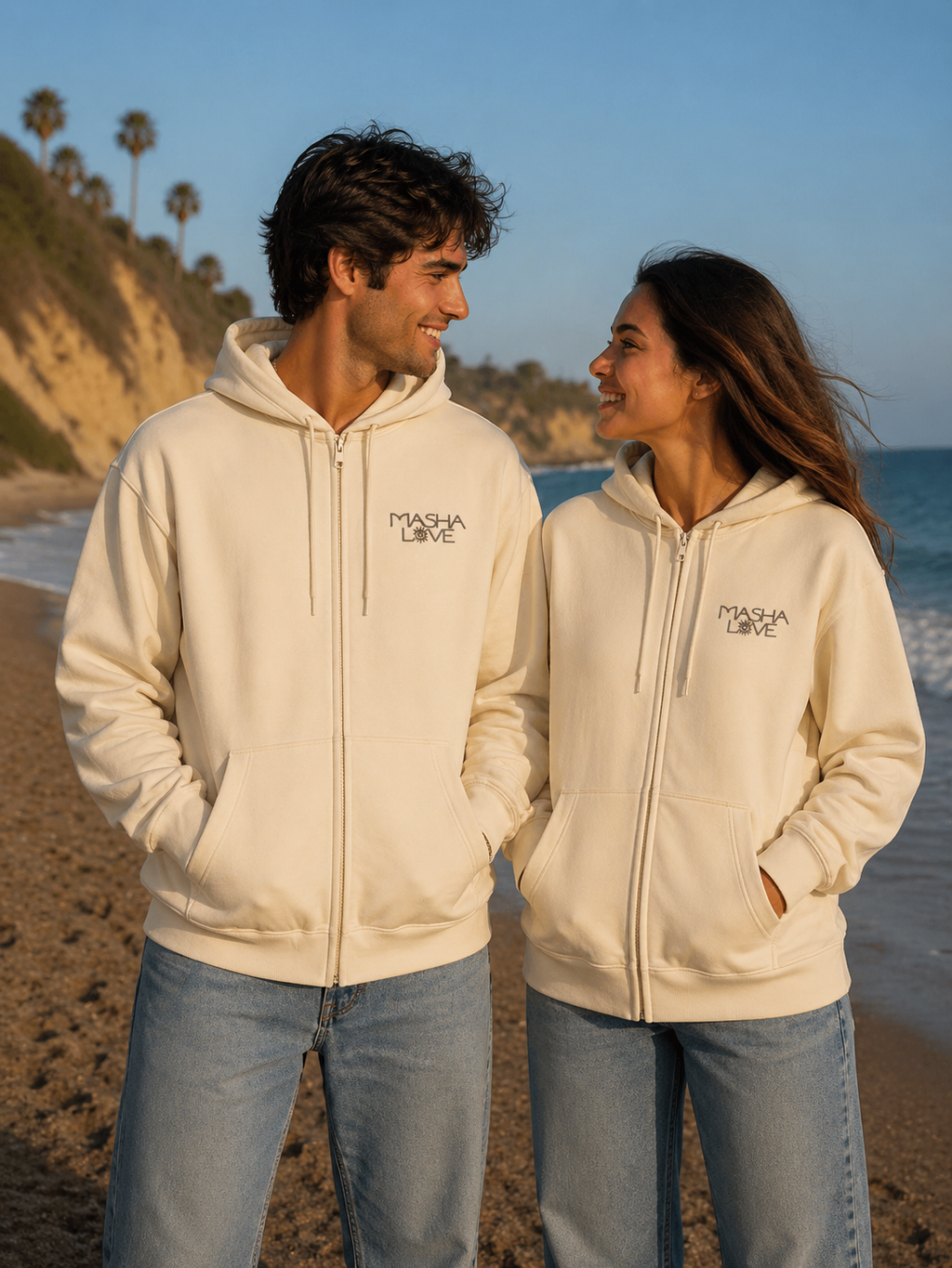 Couple portant un hoodie Off White — Mashalove Spiritual Streetwear