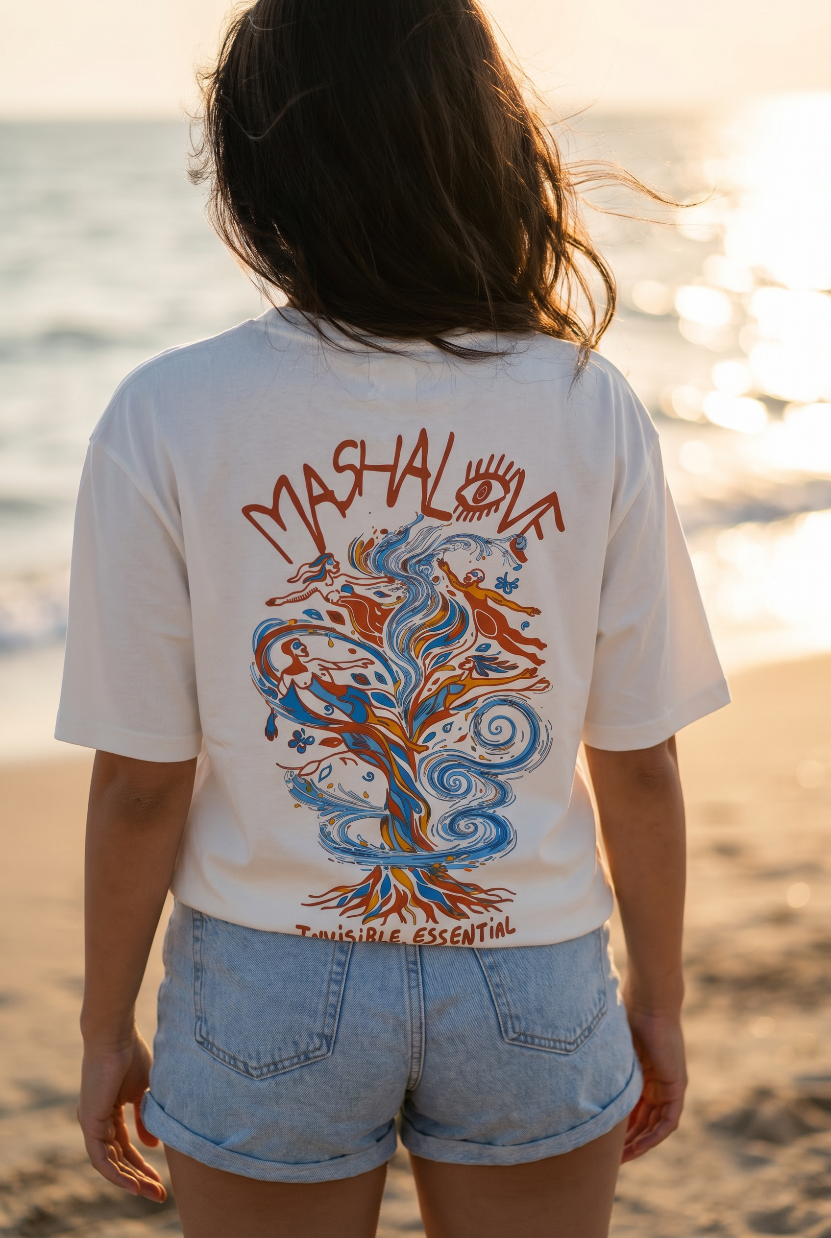 Femme portant le T-Shirt AIR Off White dos — Mashalove Spiritual Streetwear