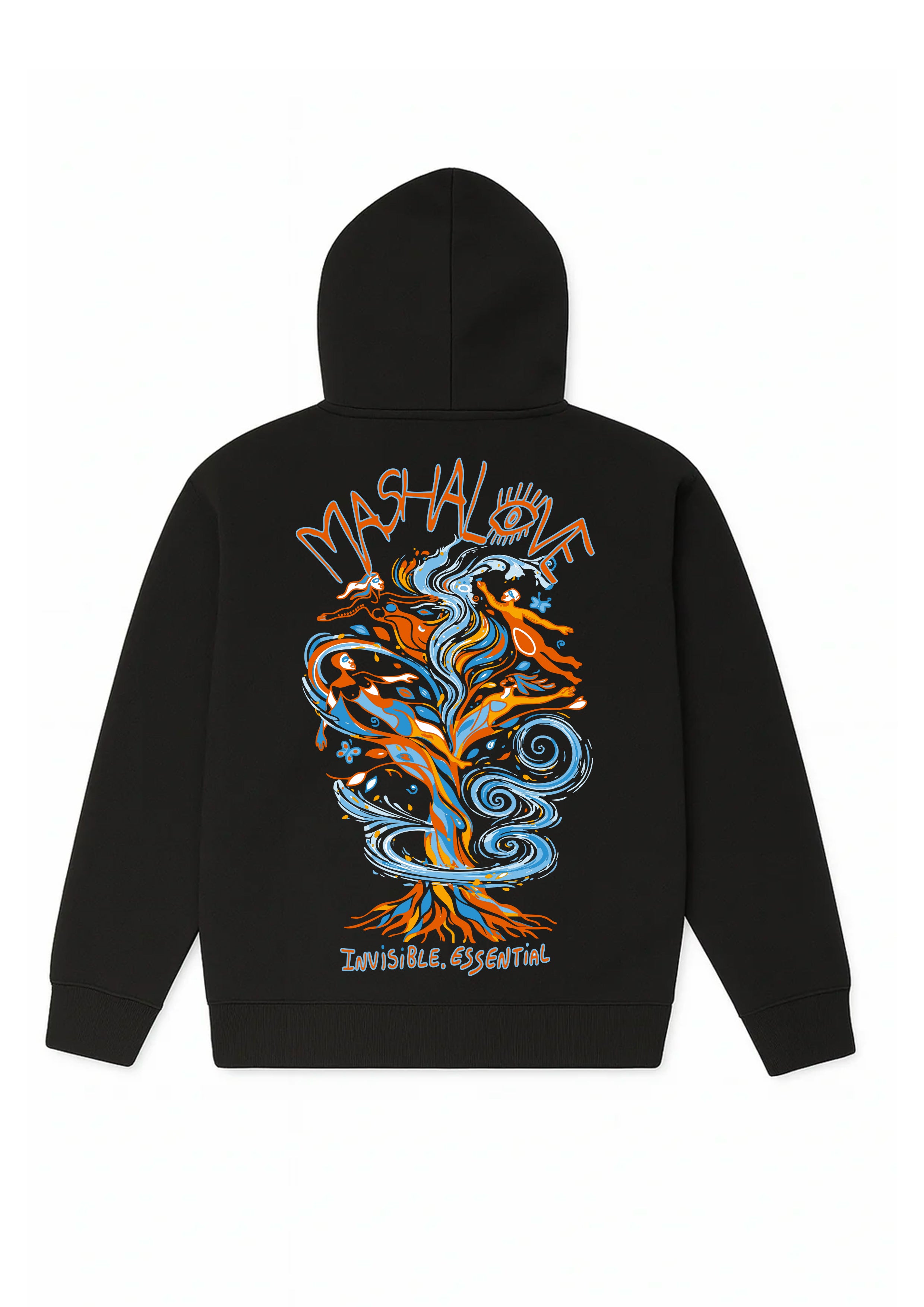 Hoodie AIR Noir dos — Mashalove Spiritual Streetwear