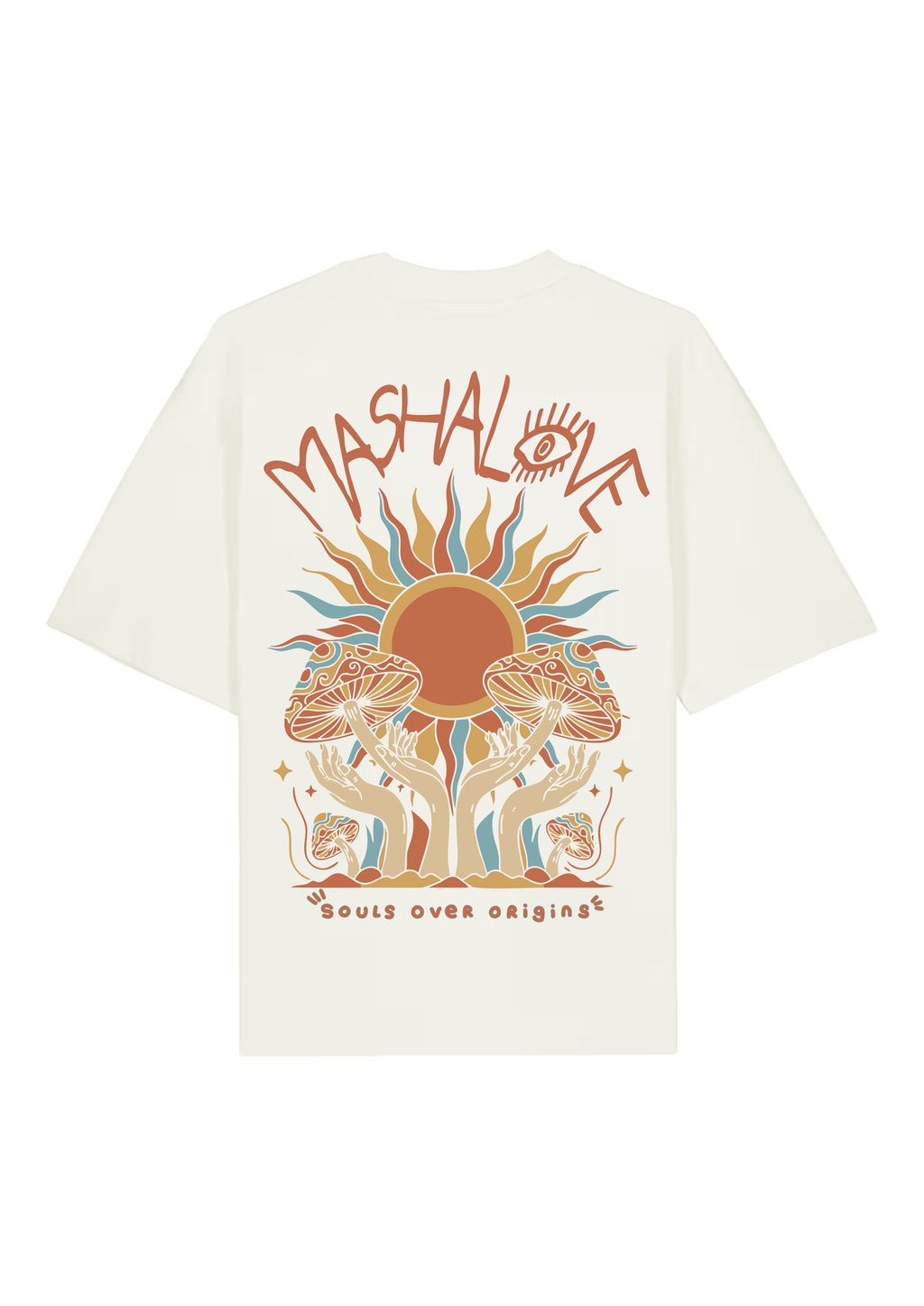 Mashalove Earth Capsule off white oversized spiritual streetwear t-shirt front view
