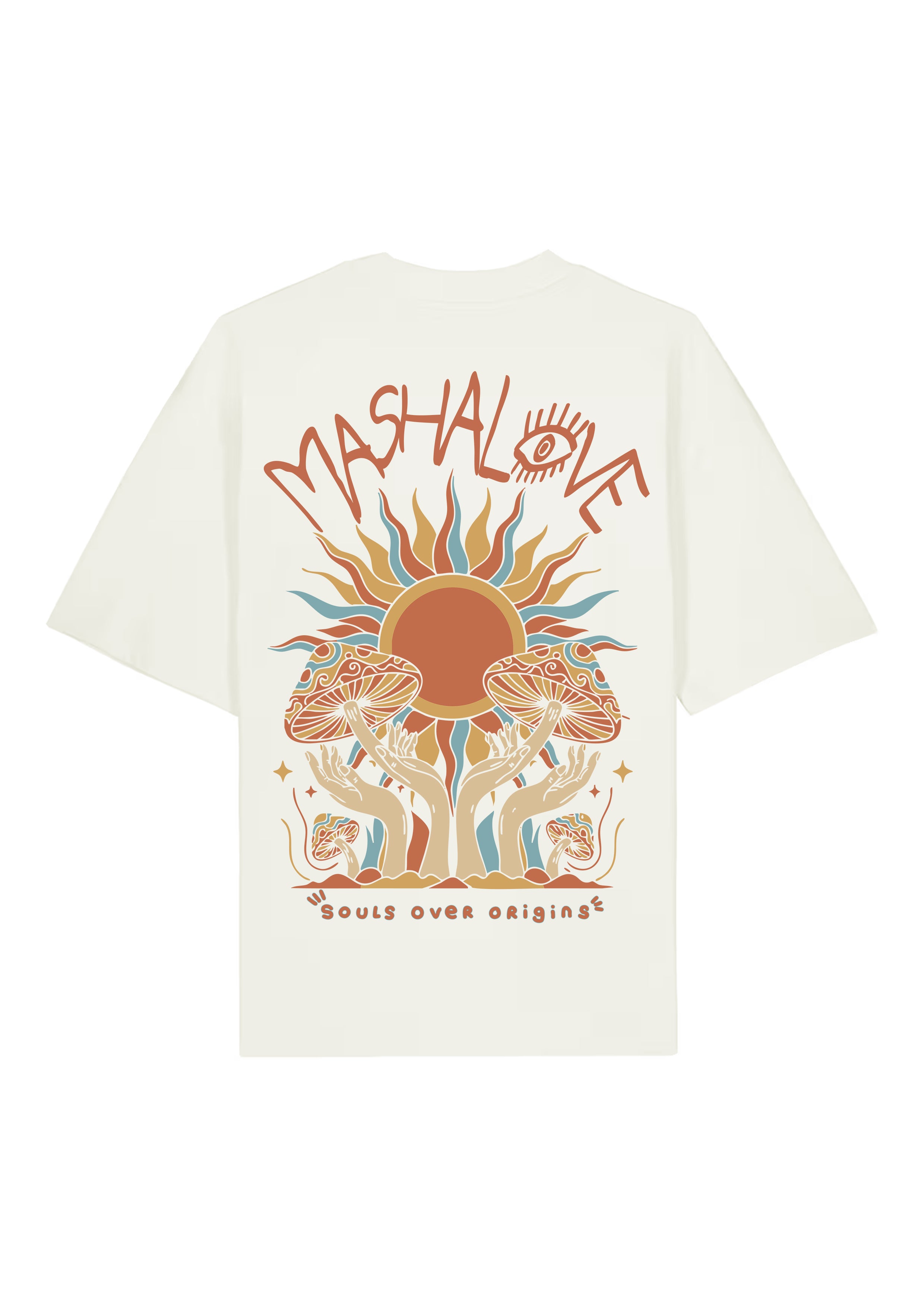 Mashalove Earth Capsule off white oversized spiritual streetwear t-shirt front view