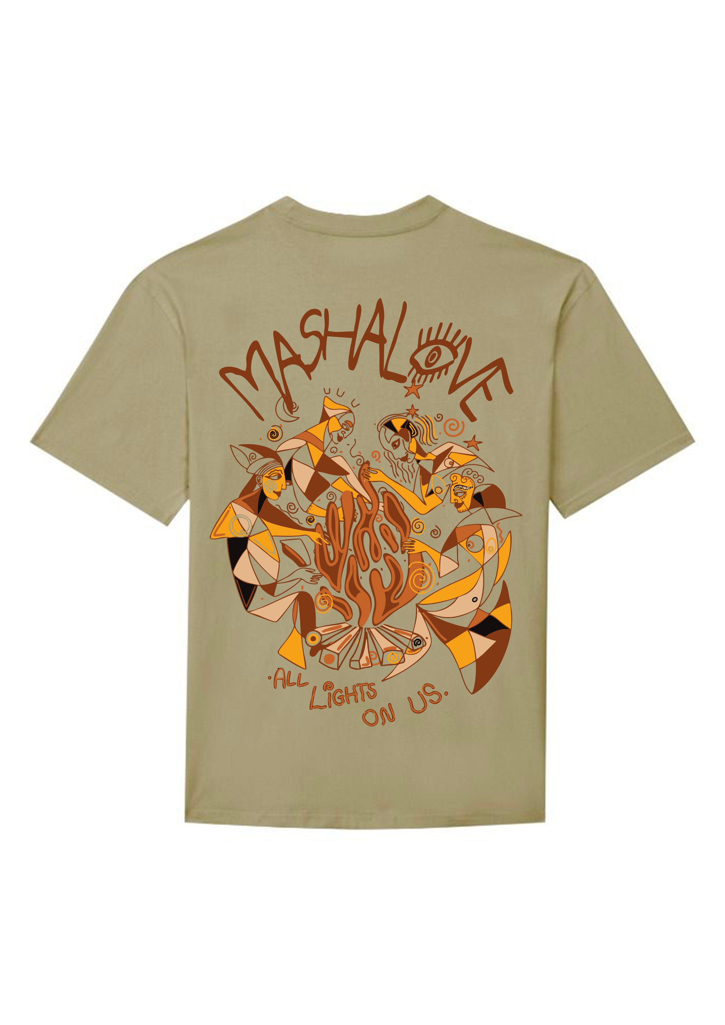 T-Shirt FEU Kaki dos — Mashalove Spiritual Streetwear