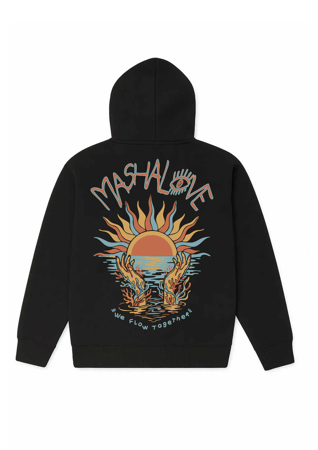 Mashalove Water Capsule black oversized hoodie spiritual streetwear front view