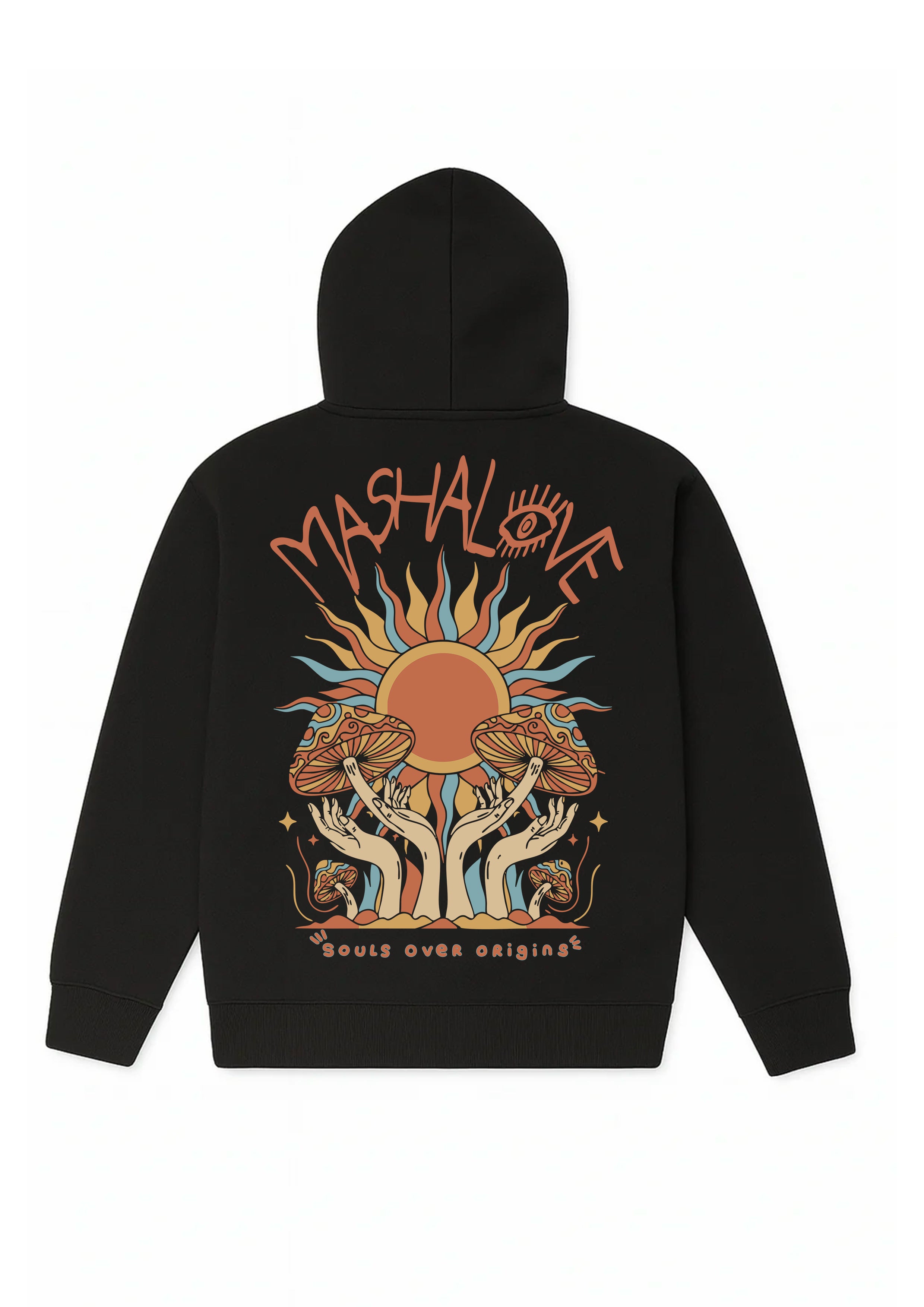 Hoodie TERRE Noir dos — Mashalove Spiritual Streetwear
